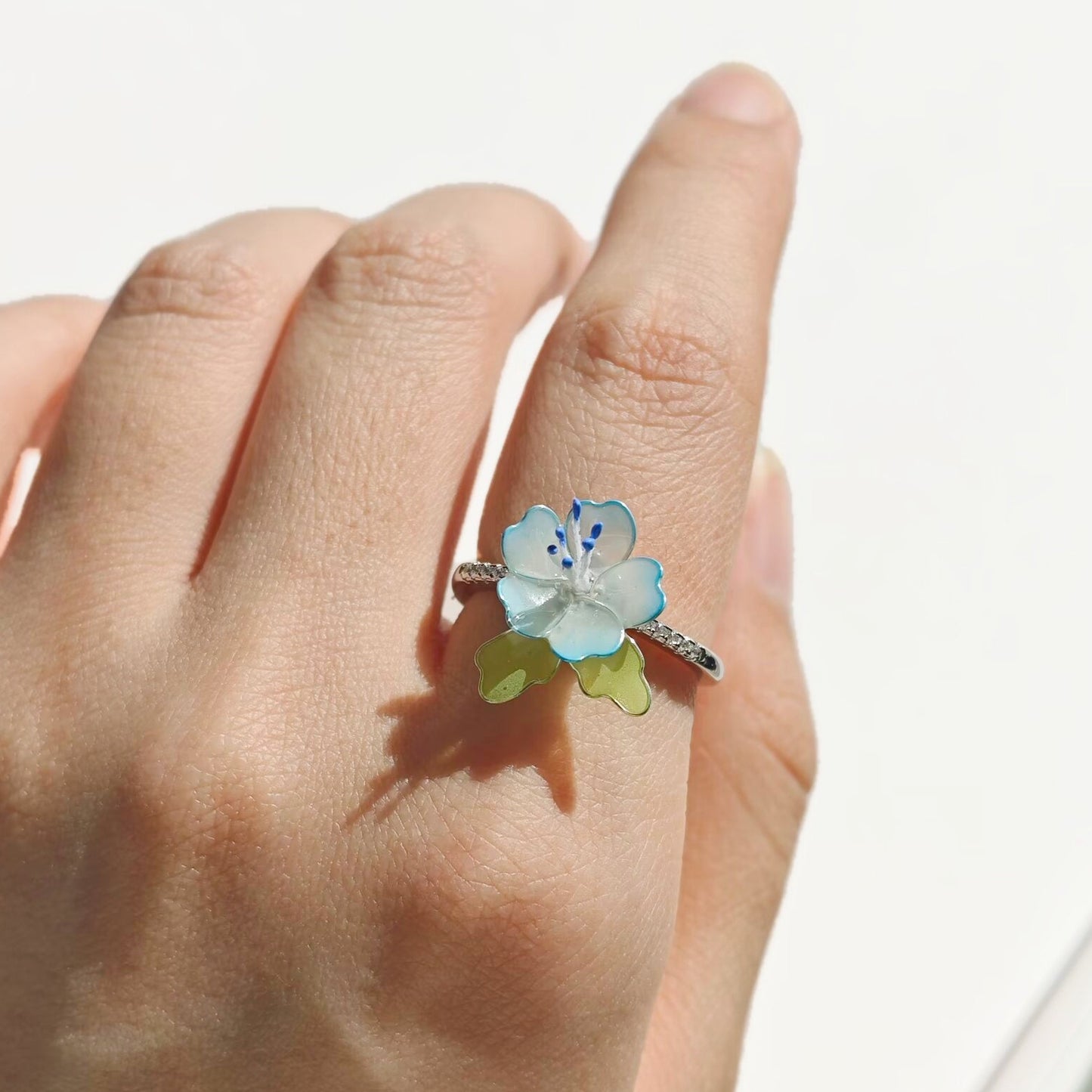 Baby Blue Eyes Flower Ring