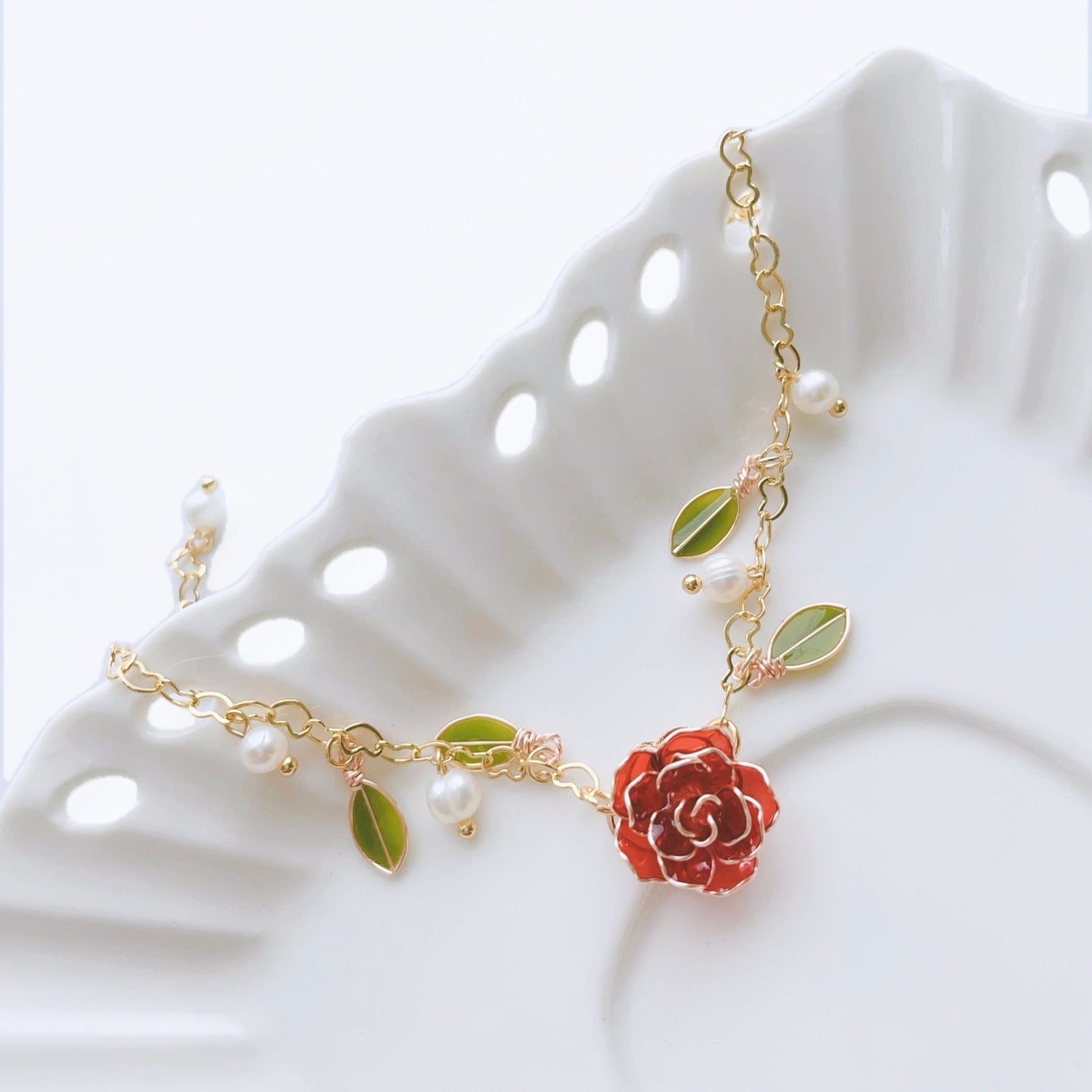 Rose and leaves Bracelet