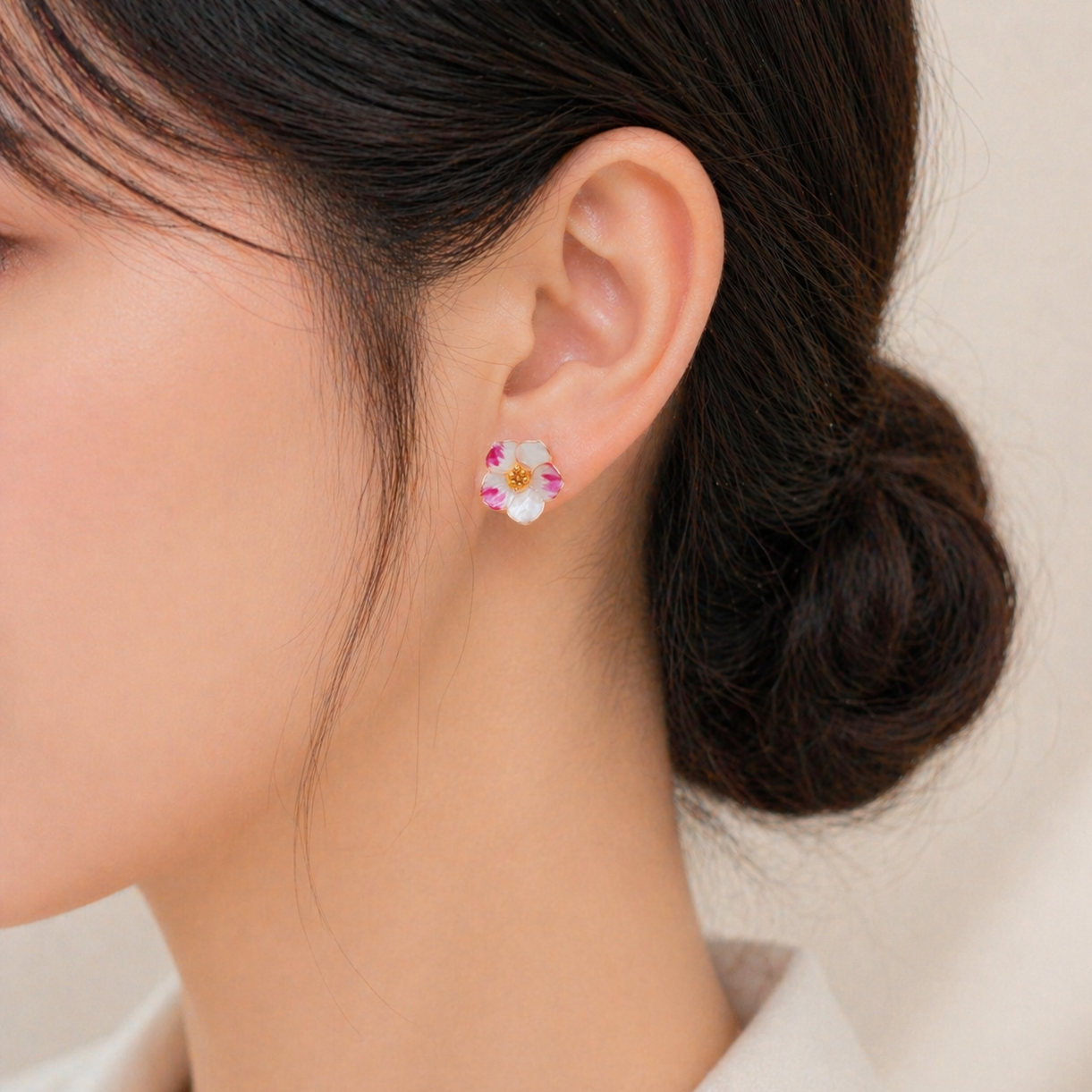 Japanese Camellia Stud Earrings