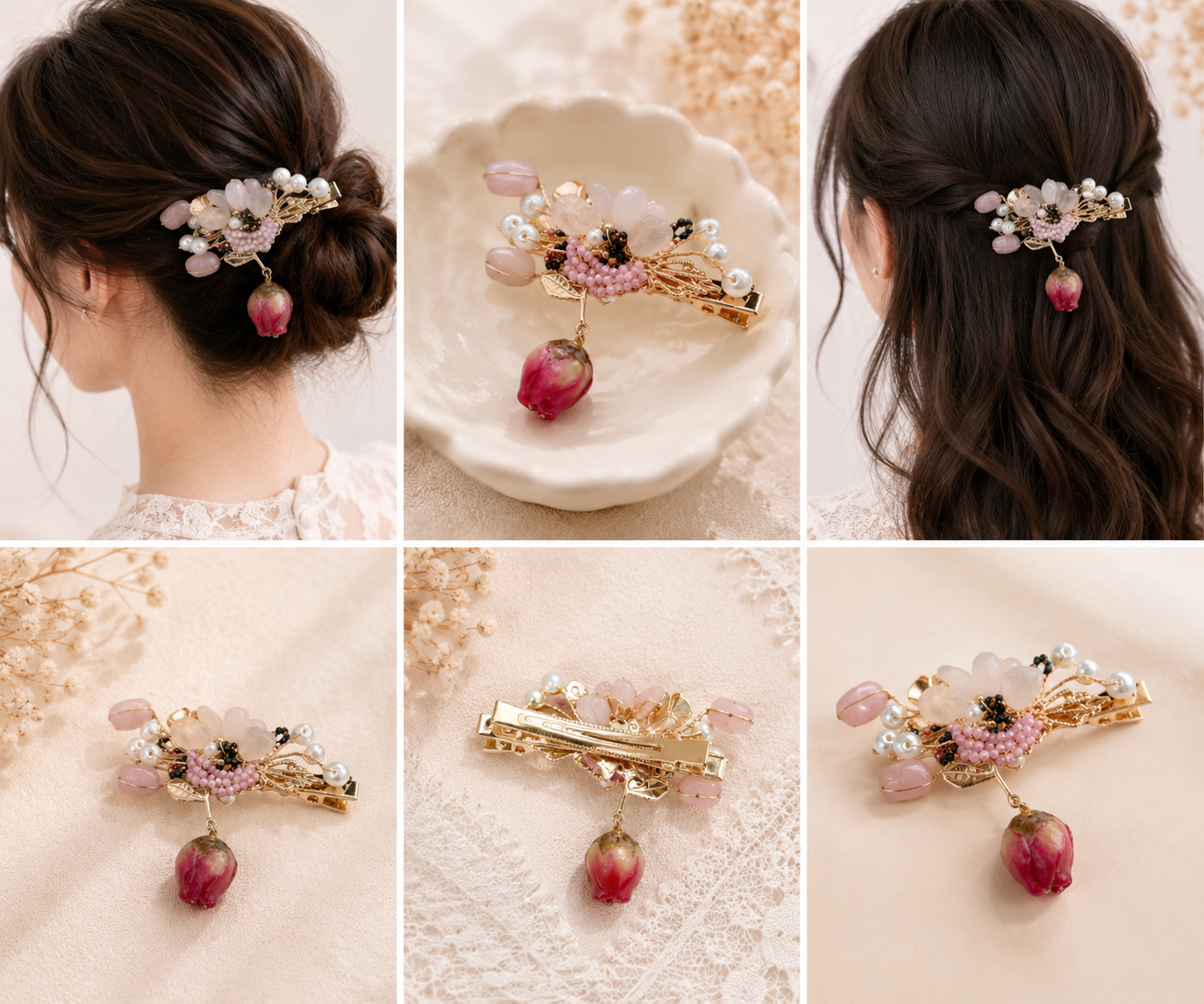 Yuna Rose Hair Clip