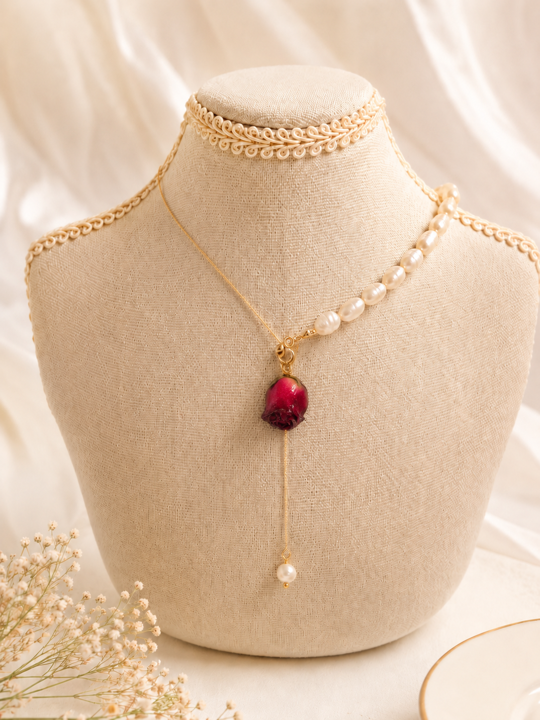 Elena Rose Pearl Necklace