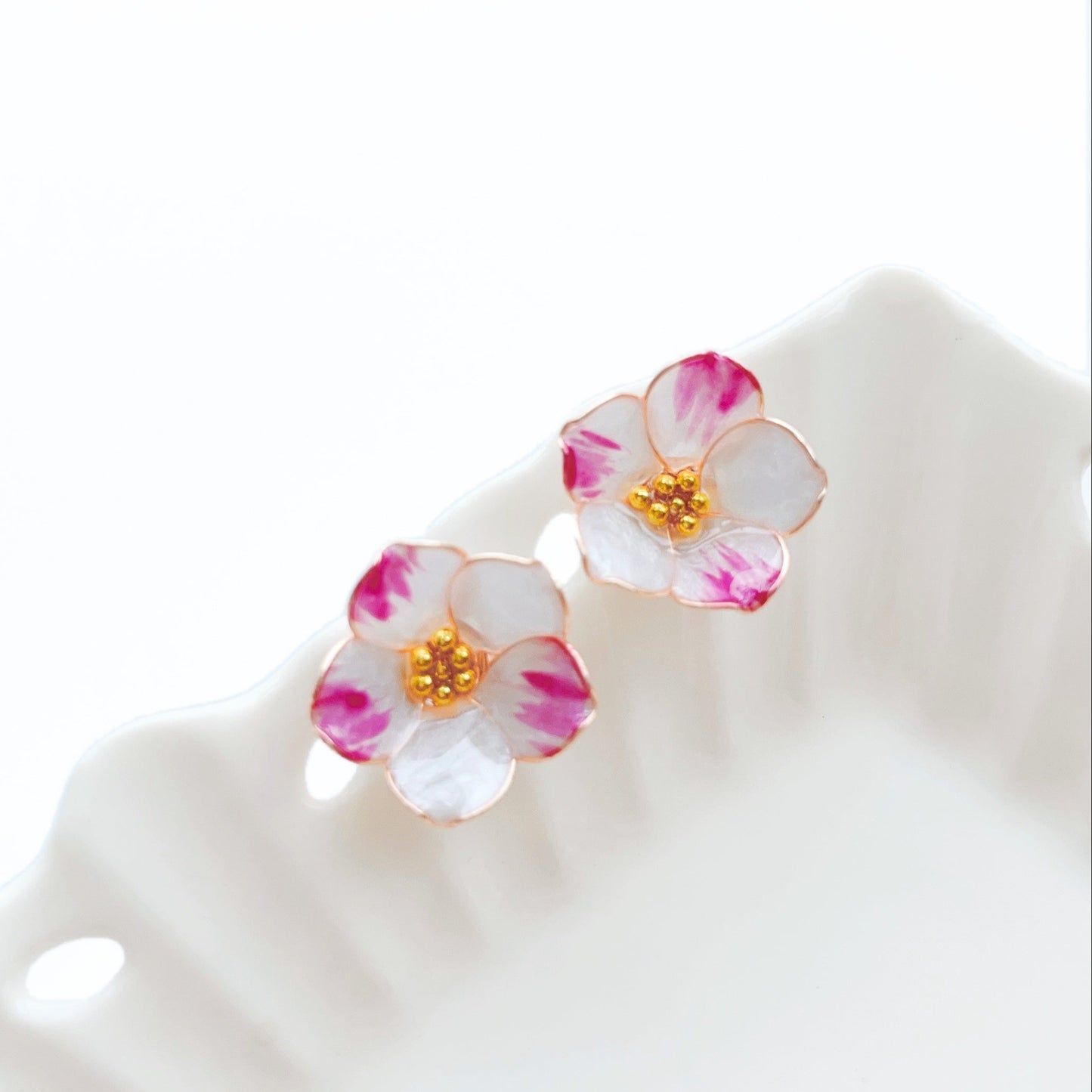 Japanese Camellia Stud Earrings