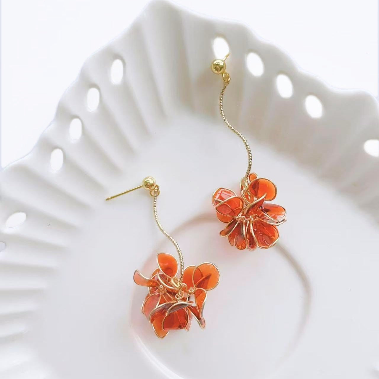 A Flower Ball Earrings