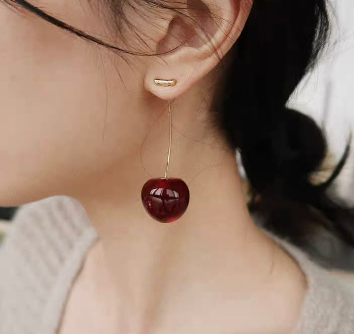 Resin Cherry Earrings – Handmade Fruit-Inspired Jewelry