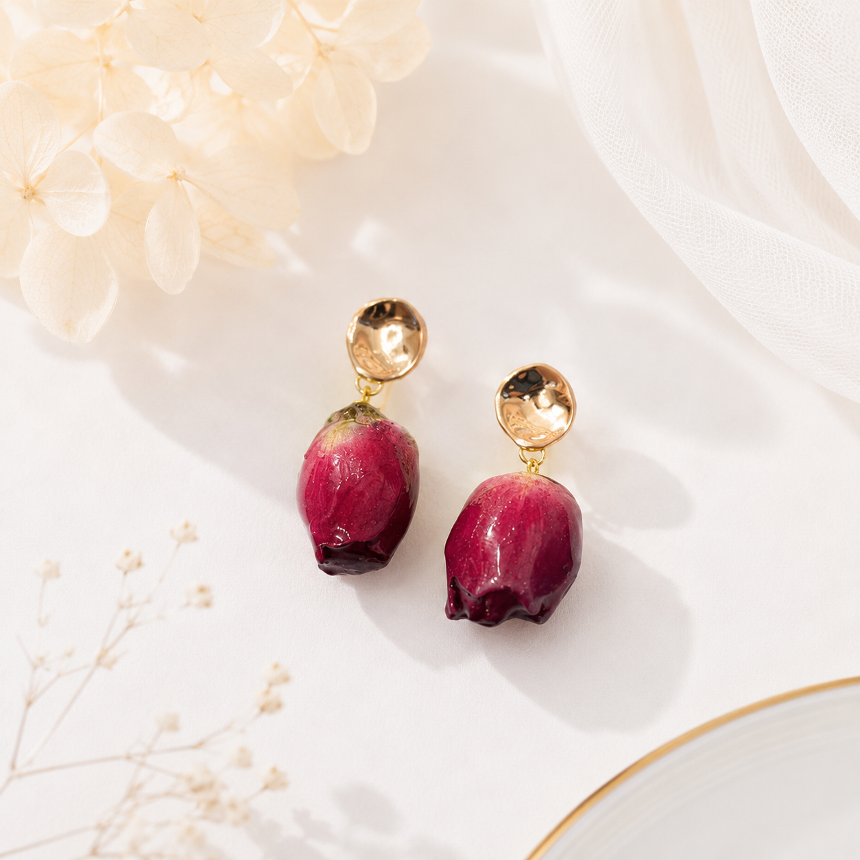 Rose Coin Stud Earrings