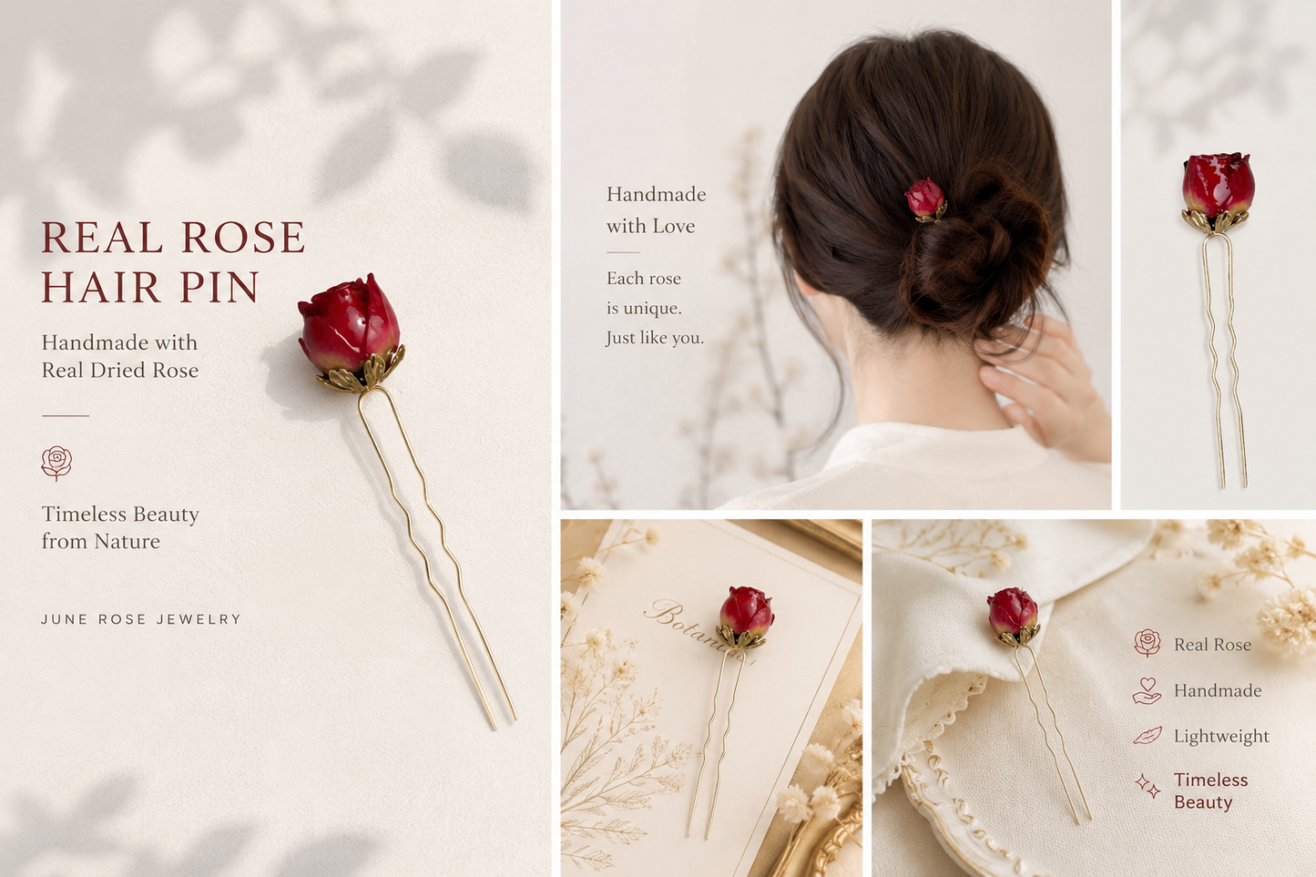 Single Rose Hairpin