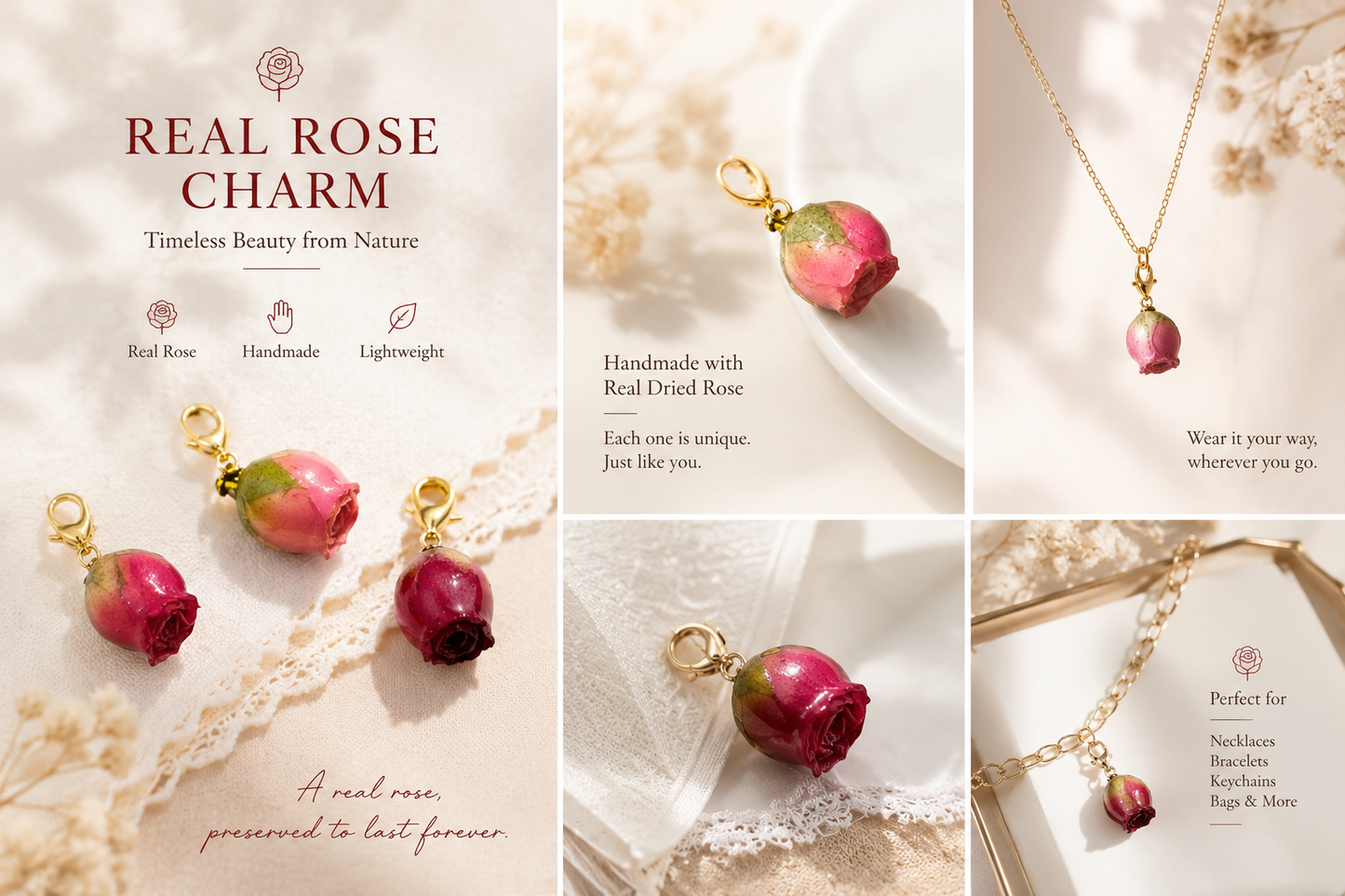 Single Rose Charm
