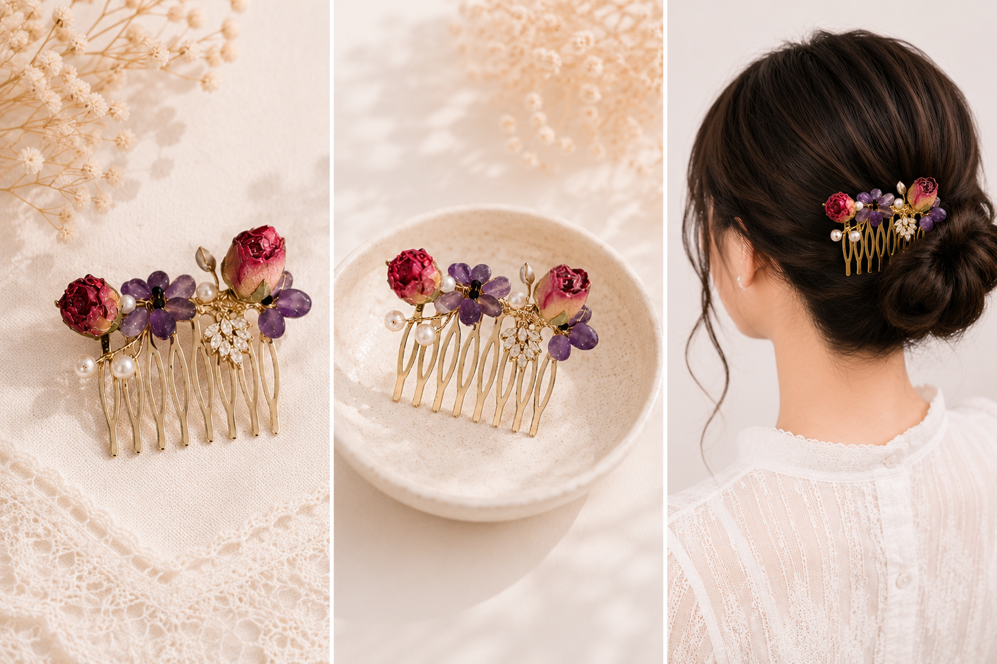 Crystal Rose Hair Comb