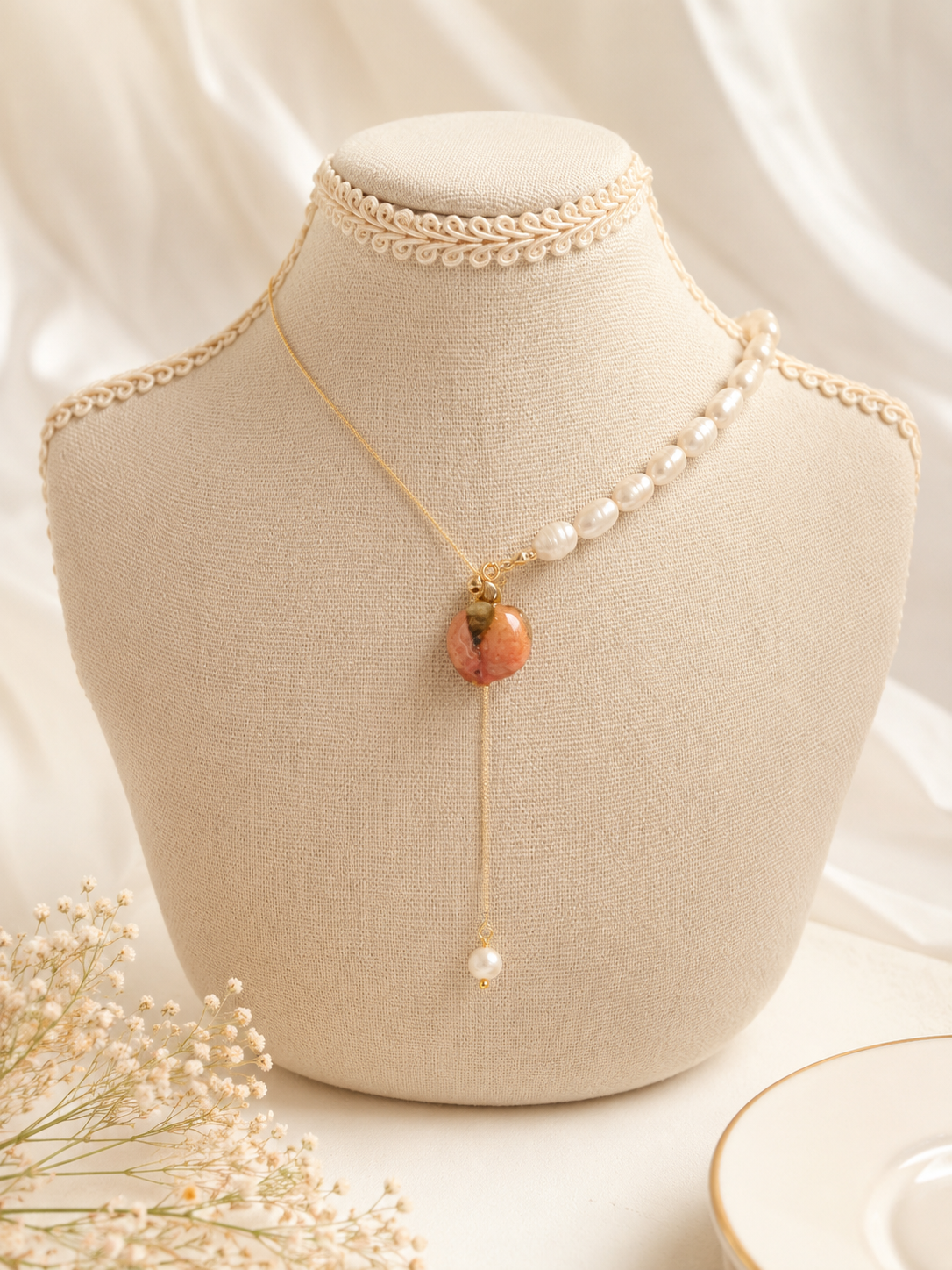 Elena Rose Pearl Necklace