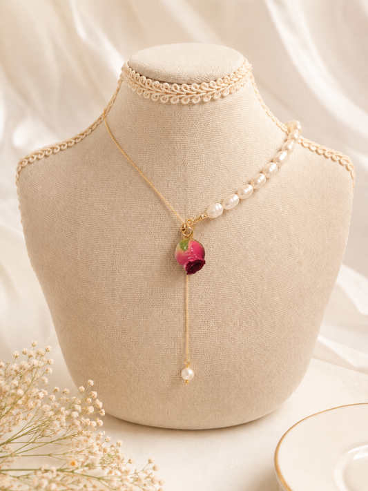 Elena Rose Pearl Necklace
