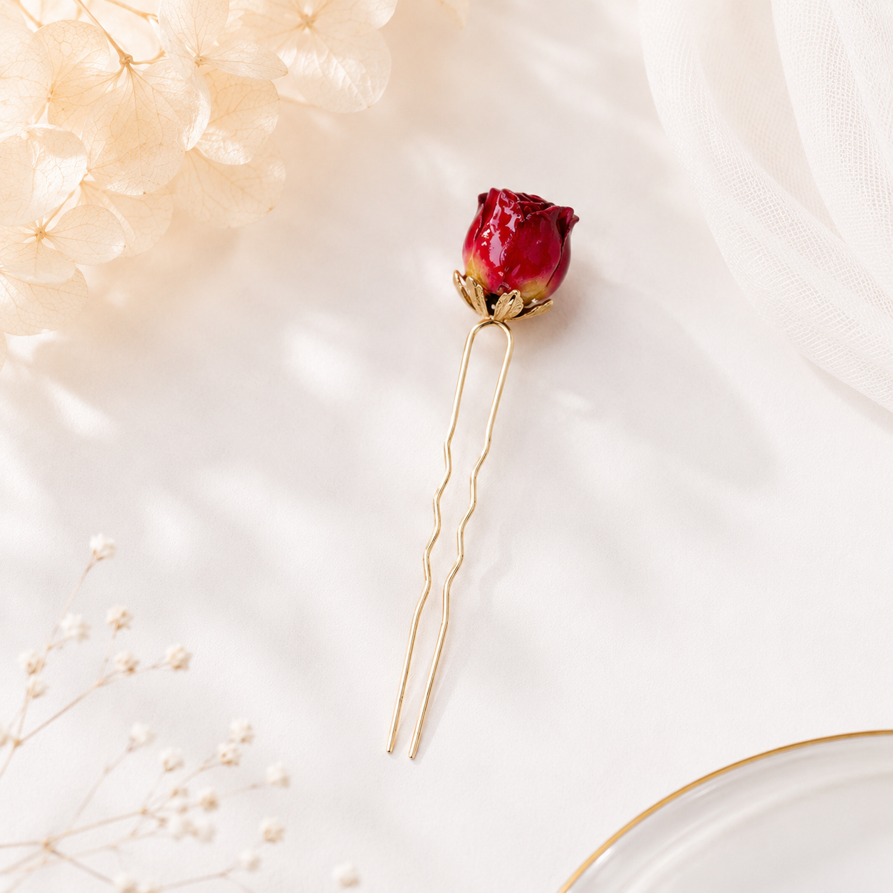 Single Rose Hairpin