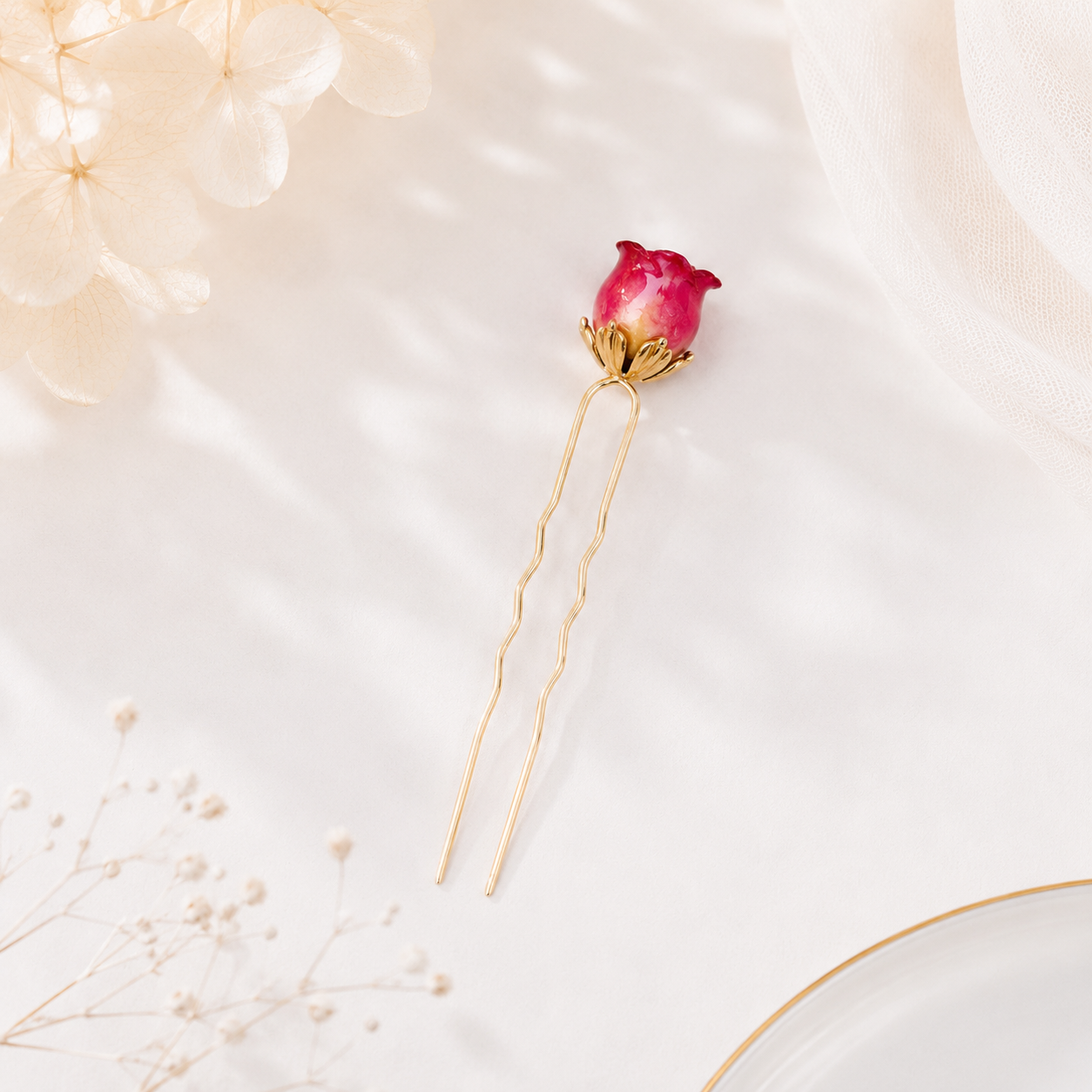 Single Rose Hairpin