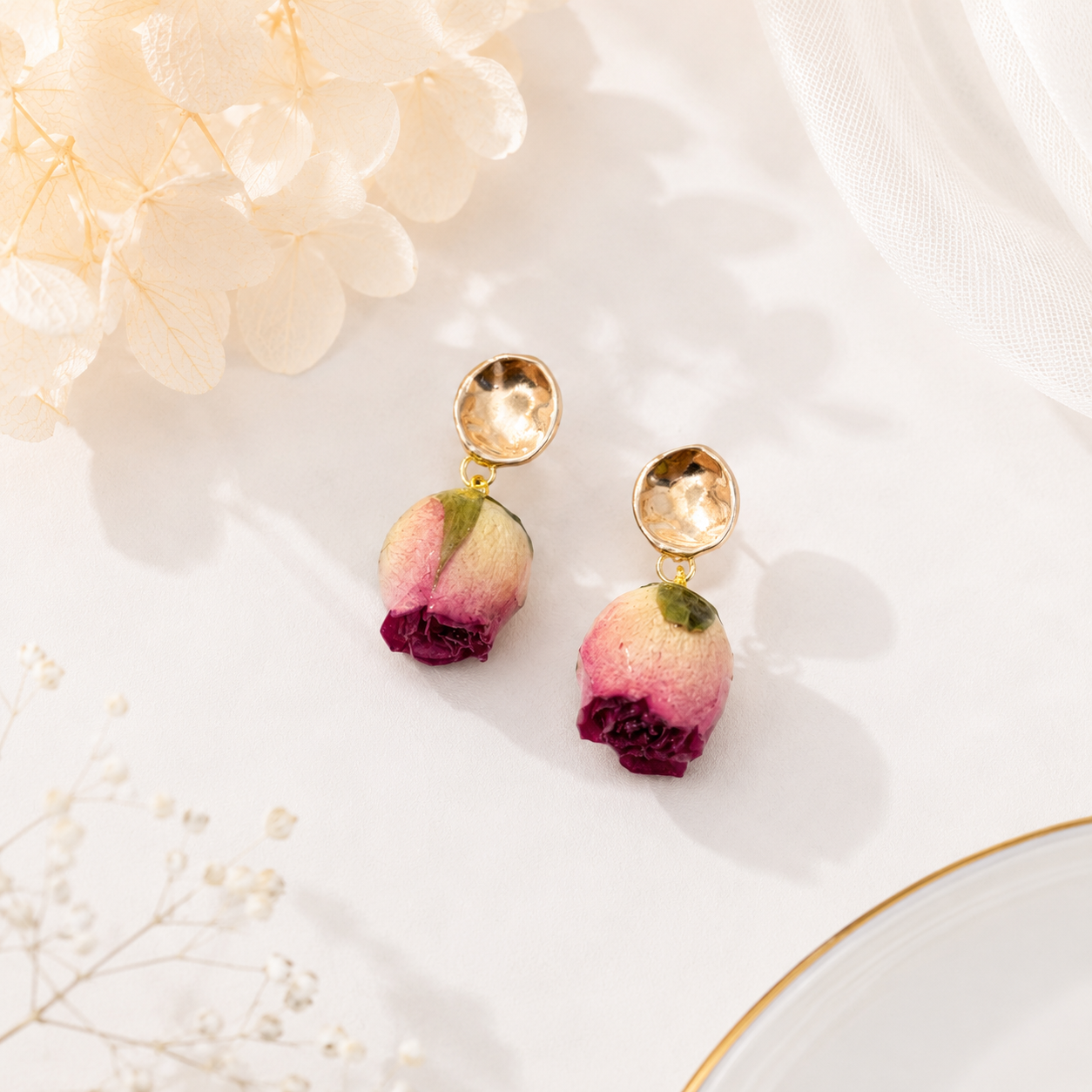 Rose Coin Stud Earrings