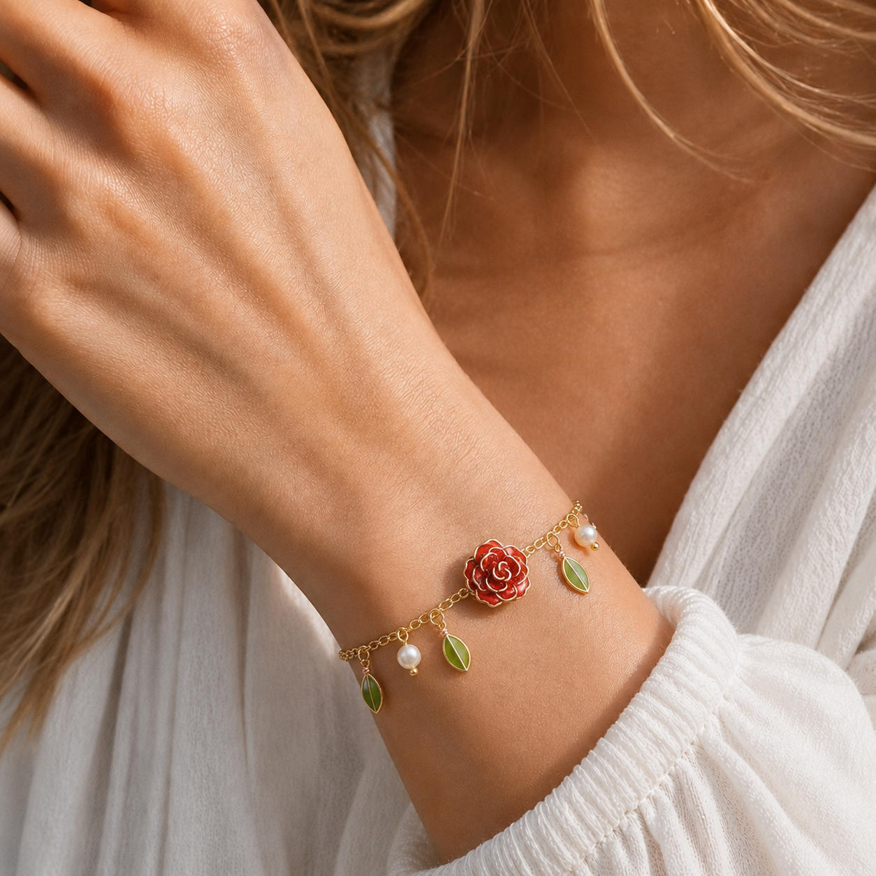 Rose and leaves Bracelet