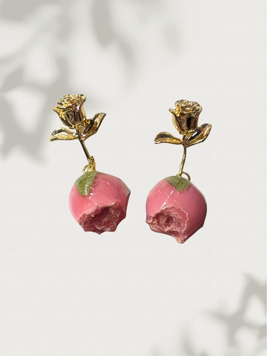 Rose Rose Stem Stud Earrings