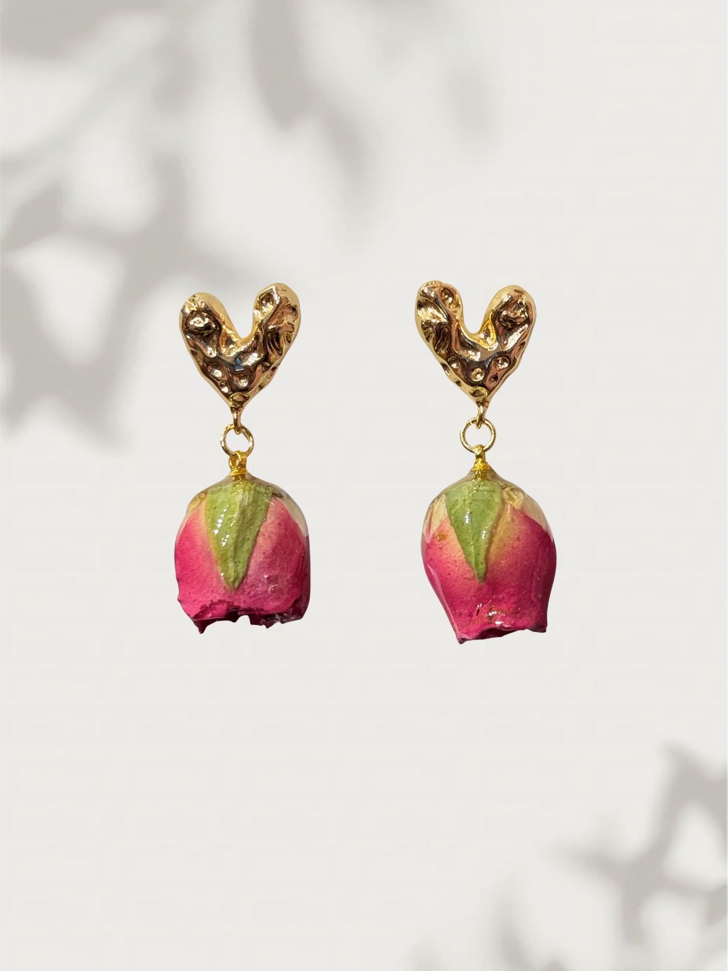 Rose Irregularity Heart Stud Earrings