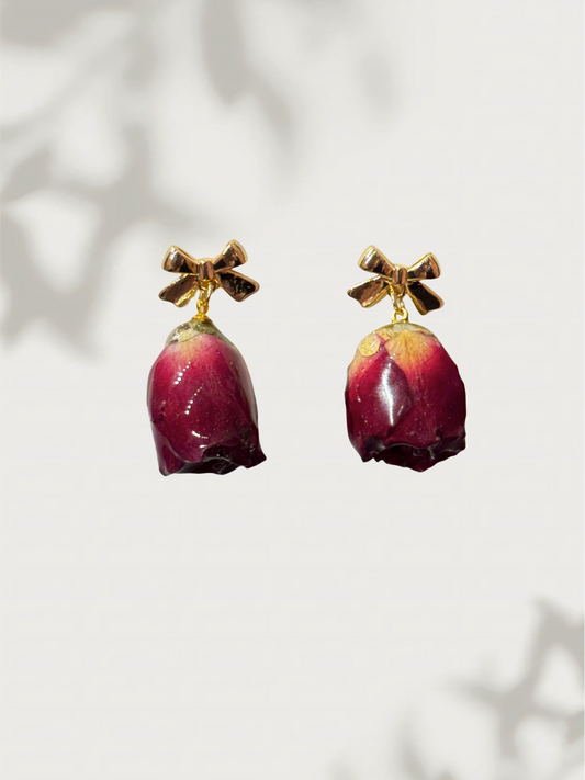 Rose Bow Stud Earrings