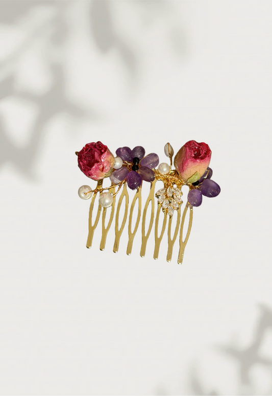 Crystal Rose Hair Comb
