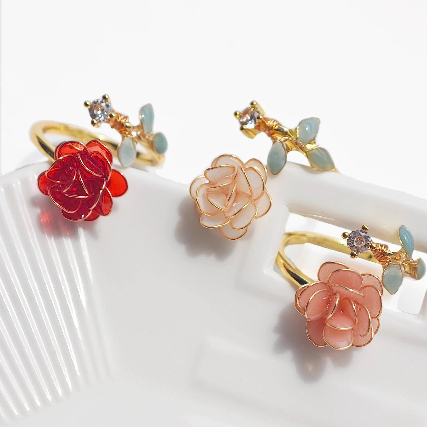 Rose and Leaves Ring