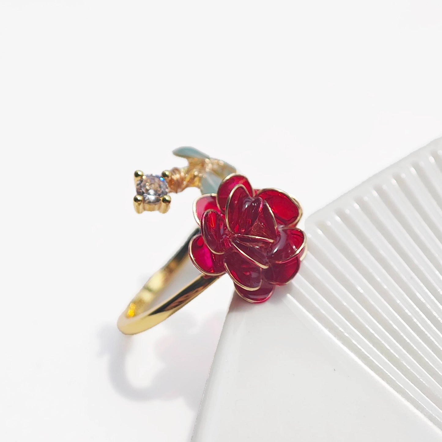 Rose and Leaves Ring