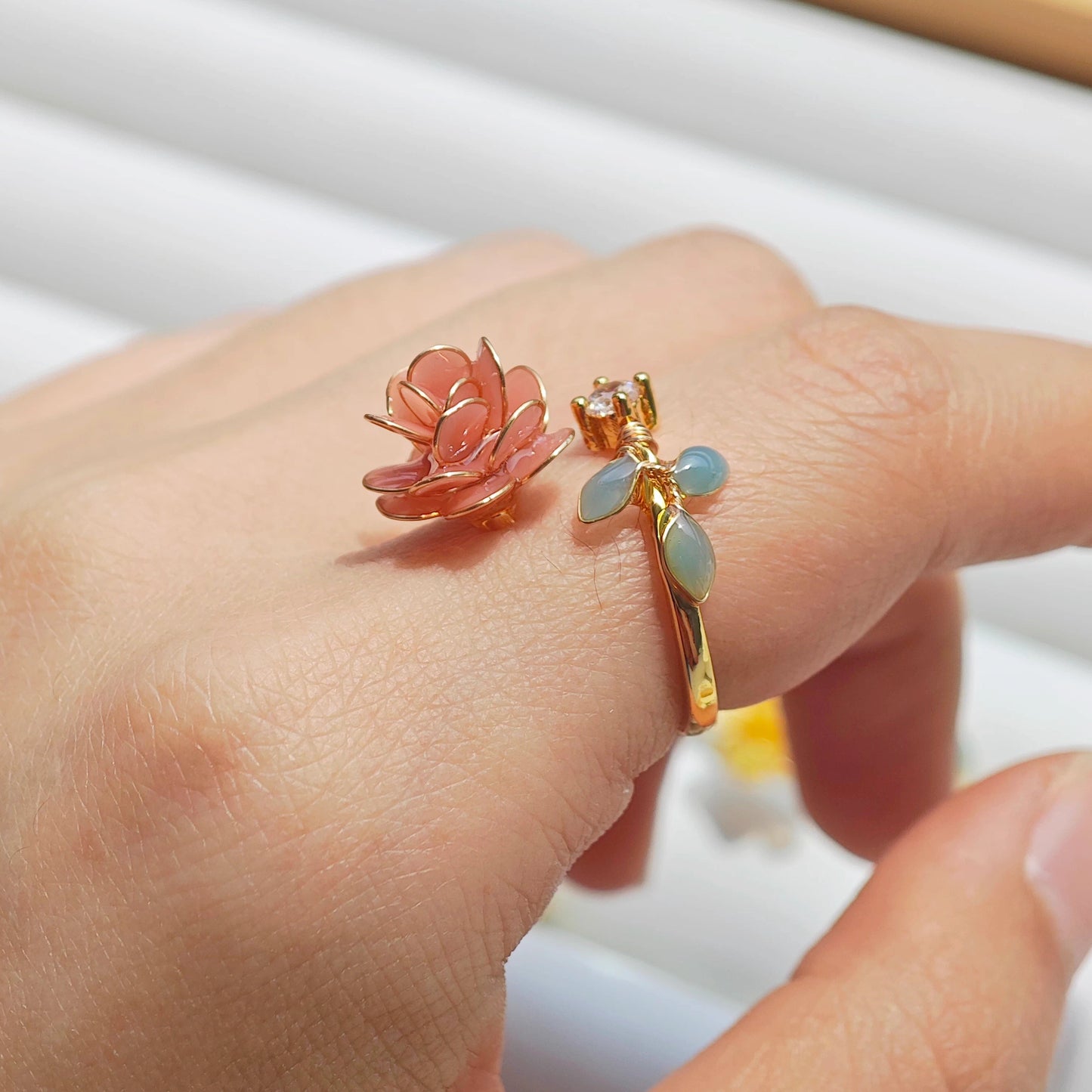 Rose and Leaves Ring