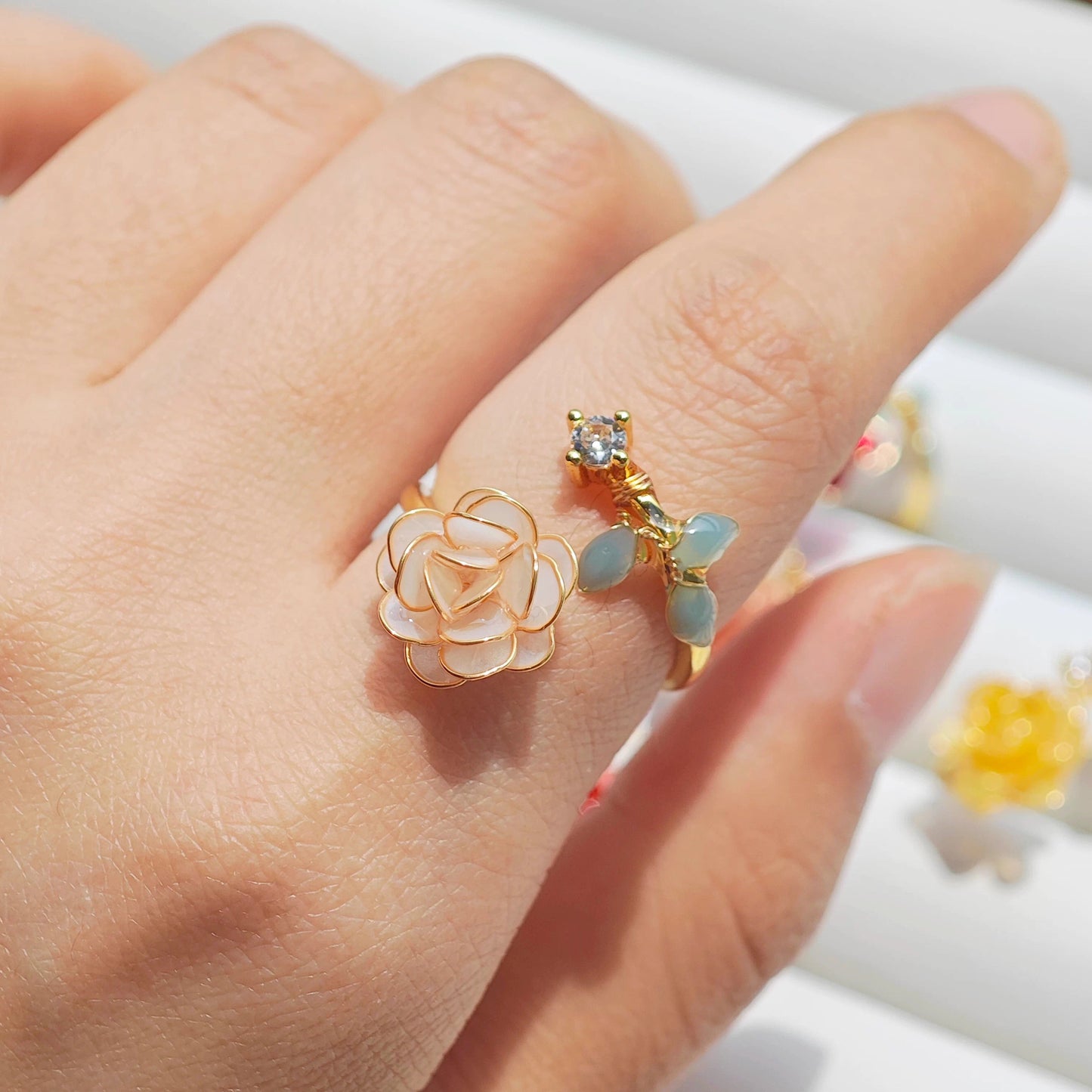 Rose and Leaves Ring