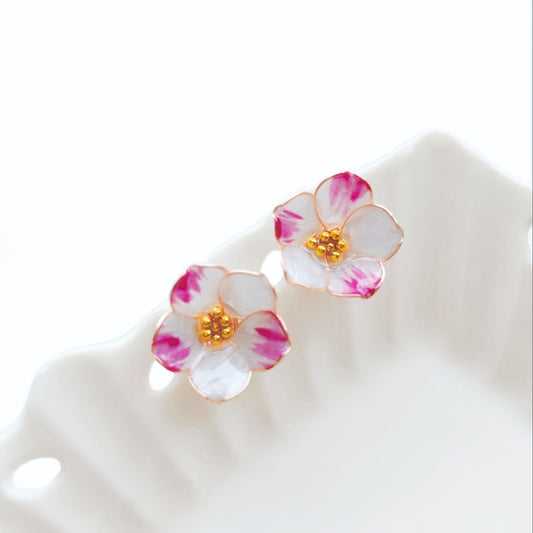 Japanese Camellia Stud Earrings