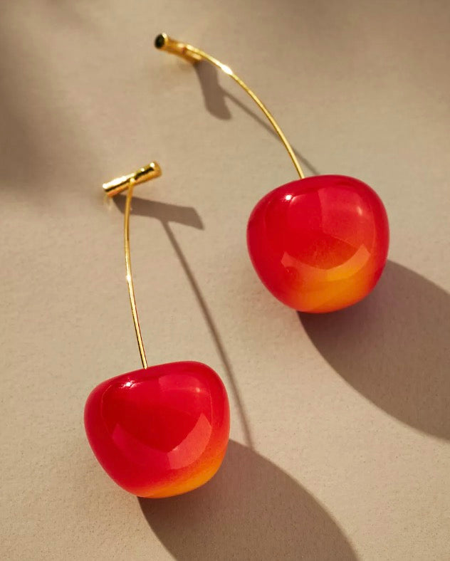 Resin Cherry Earrings – Handmade Fruit-Inspired Jewelry